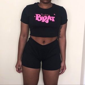 ‘BRAT’ 💗🖤 Shorts Set